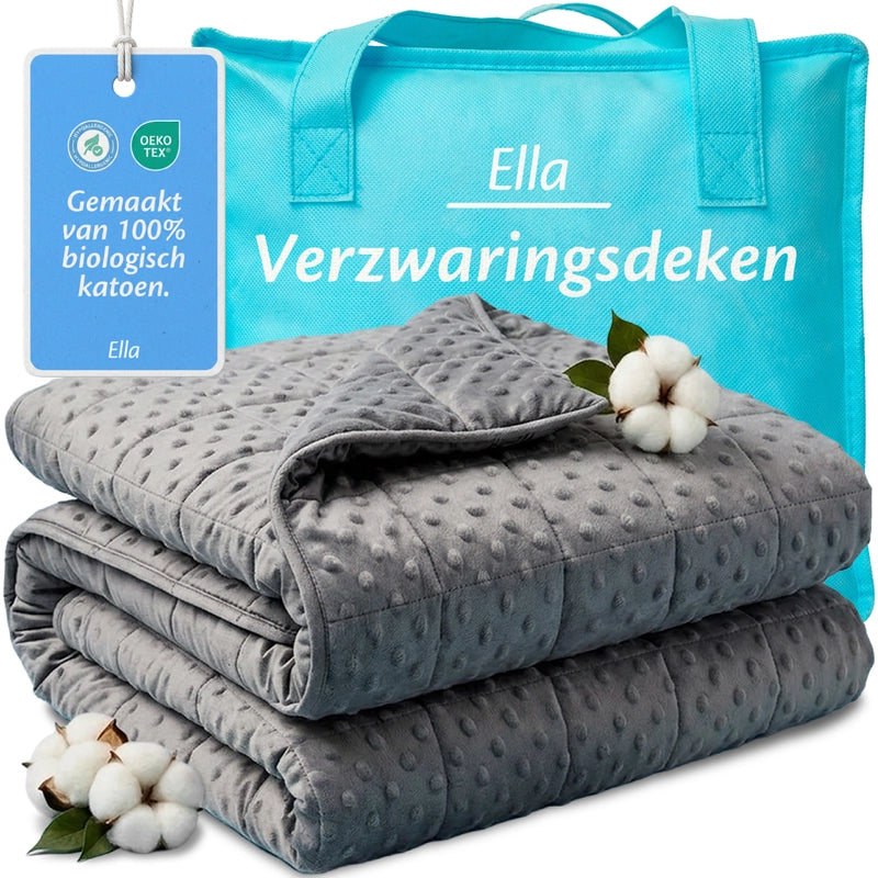 Ella Verzwaringsdeken Kind minky variant met OEKO-TEX biologisch katoen inclusief opbergtas
