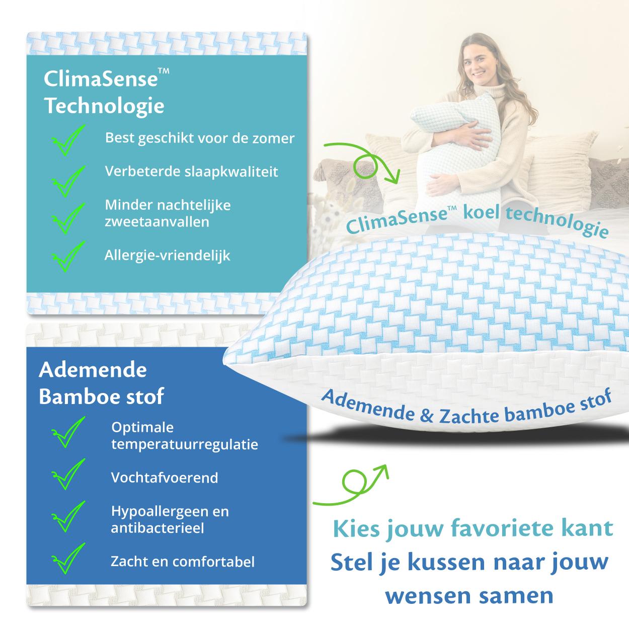 Een ademend hoofdkussen dat zorgt voor een comfortabele en ondersteunende slaapomgeving.