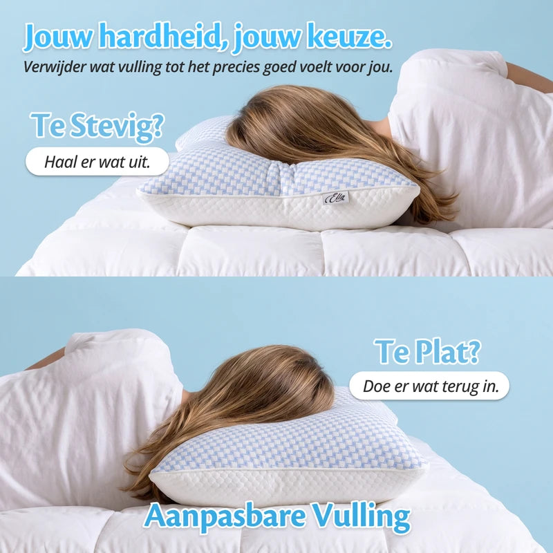 Aanpasbare vulling van het Ella Moon Hoofdkussen – voeg traagschuim toe of verwijder het voor de ideale hoogte en stevigheid