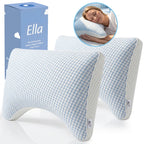 Ella Moon Hoofdkussen 2-pack bundel – twee ergonomische kussens voor zijslapers met memory foam vulling en Ella verpakking