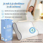 Ella hoofdkussen met verpakking; zachte ademende bamboe hoes, ontworpen voor volwassenen.
