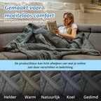 Infographic: grijze Ella verzwaringsdeken met kleurstalen; kleur kan licht afwijken.