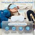 A woman sleeping with a sleep mask, perfect for a better night's rest and less stress.