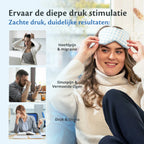 Woman with a sleep mask, perfect for relief from sinus pain and fatigue.
